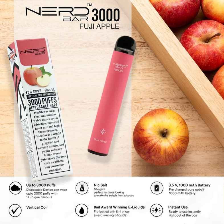 Fuji Apple NERD Bar 3000 Puffs Disposable Vape