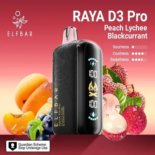 Elf Bar Raya D3 Pro 30 K - Peach Lychee Blackcurrant