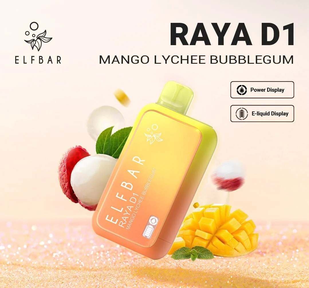 ELF BAR RAYA D1 – Mango Lychee Bubblegum – 13000 Puffs