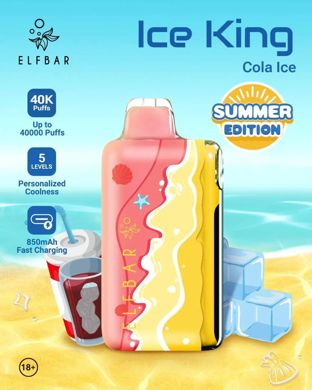ELF BAR ICE KING – SUMMER EDITION – COLA ICE – 40K PUFFS (1)